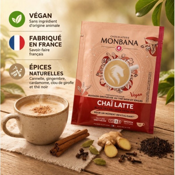 Caractéristique de la dosette Chai Latte Monbana - Kyosei Tea