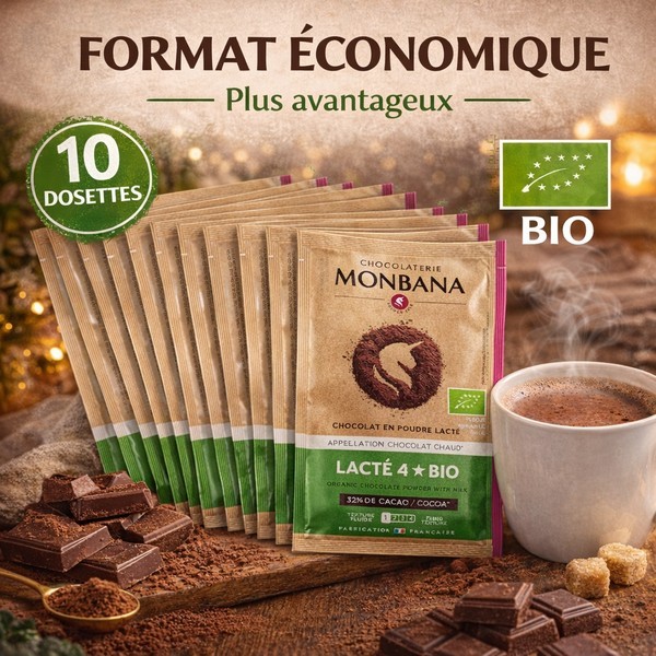Pack de 10 dosettes de chocolat lacté bio Monbana - Kyosei Tea